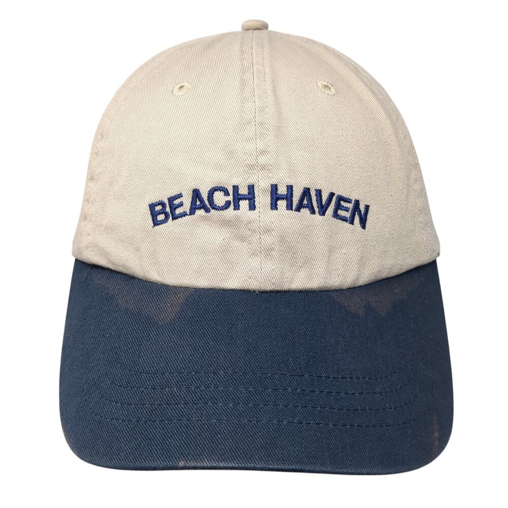 Beach Haven Strapback Hat Brown One Size Embroidered Colorblock UltraClub